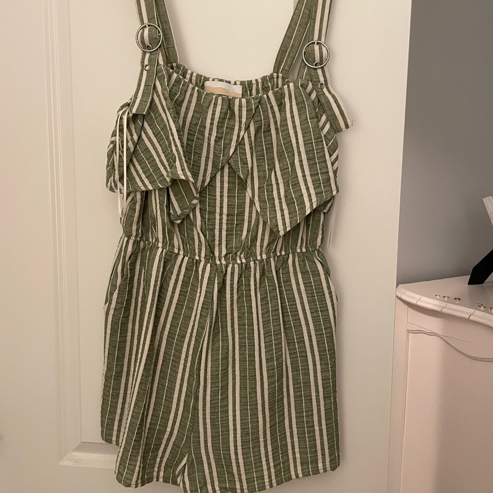 green and white romper